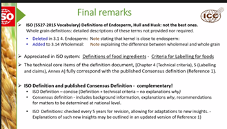 Towards ISO acceptance of the WGI Consensus Whole Grain definition 